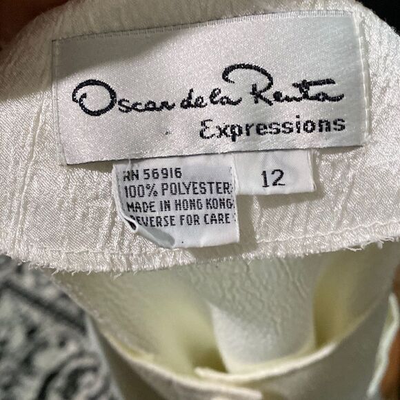 Oscar De La Renta Vintage Textured Cream Long Sleeve Blouse Button Down - Picture 12 of 12